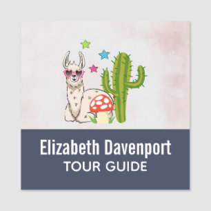 Coola lama i hjärtformade solglasögon namnbricka