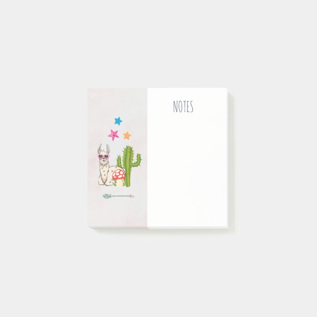 Coola lama i hjärtformade solglasögon post-it block (Framsida)