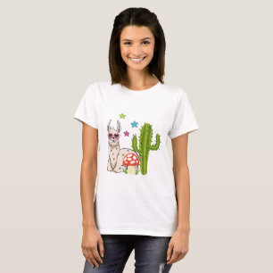Coola lama i hjärtformade solglasögon t shirt