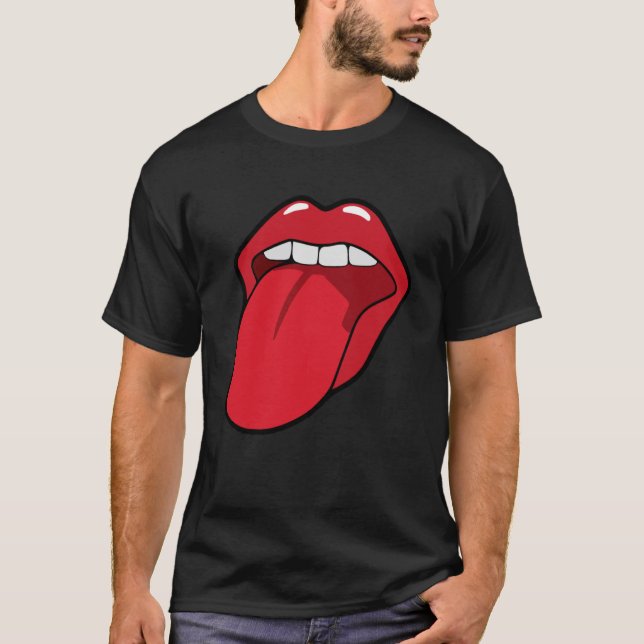 Coola Läppar Bita Kiss Me Red Läppar Mor dag T Shirt (Framsida)