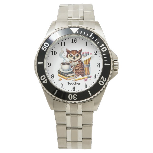 Coola lärare uggla anpassningsbar armbandsur (Framsida)