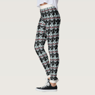 Coola Laughing White Skull Red Faux Glitter Ögon Leggings
