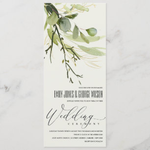 COOLA LEAFY GRÖNT GULD FOLIAGE WATERCOLOR BRÖLLOP INBJUDNINGAR
