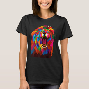 Coola Lejon huvud med ljus färgstark färg T Shirt
