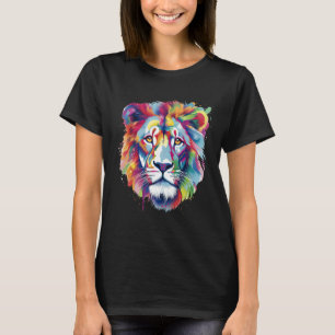 Coola Lejon huvud med ljusfärgstark färg T Shirt