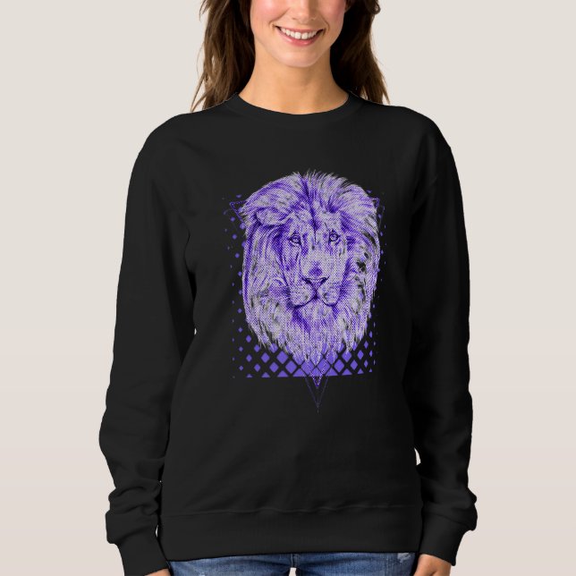 Coola Lejon  Royal Lila raster för  T Shirt (Framsida)
