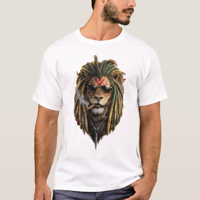Coola Lejon Solglasögon T-Shirt – Urban King Stil (Framsida)