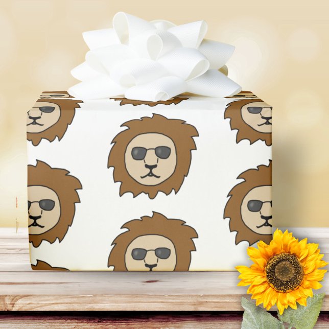 Coola Lejont huvud - Mönster Kids Animal Presentpapper (Skapare uppladdad)