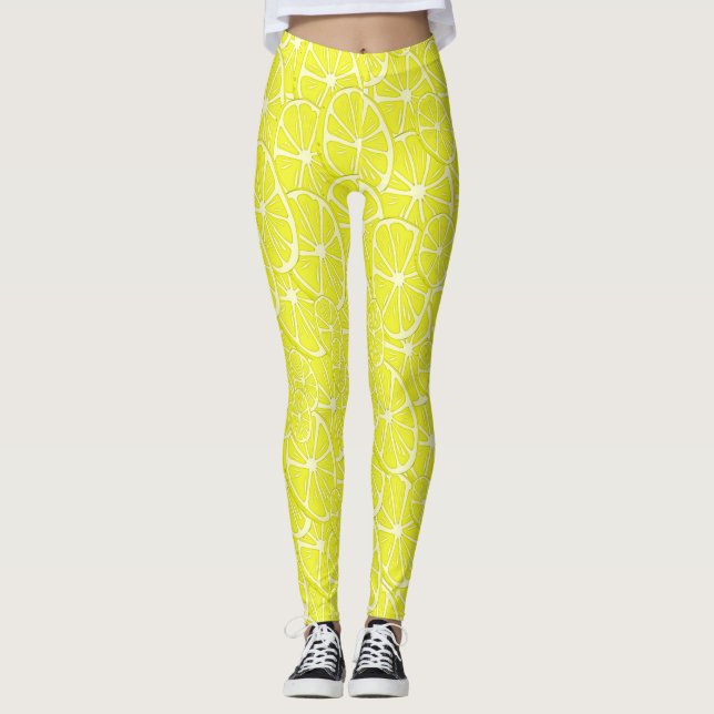 Coola Lemon Slices Mönster Leggings (Framsida)