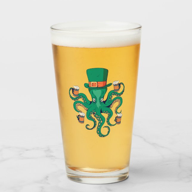 Coola Leprechaun Octopus och Beer St. Patrick's Da Glaskopp (Framsida fylld)