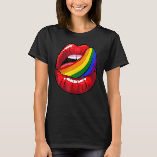 Coola LGB Pride lip och Tunga Regnbåge Färg T Shirt