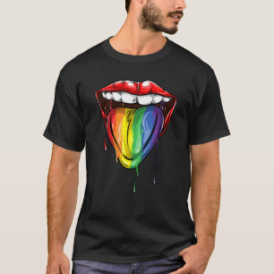 Coola LGBT Pride Lip och Tunga Funny Rainbow Colo T Shirt