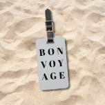 Coola Light Grått Black Bold Bon Voyage Bagagebricka<br><div class="desc">Enkel utformning av anpassadets bagagemärke med lätt grått-bakgrund,  svartfet typsnitt. Perfektens presentidé.</div>