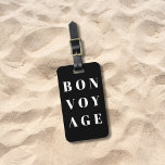 Coola Light Grått Black Bold Bon Voyage Bagagebricka<br><div class="desc">Enkel utformning av anpassadets bagagemärke med lätt grått/svart bakgrund,  vitt fet typsnitt. Perfektens presentidé.</div>