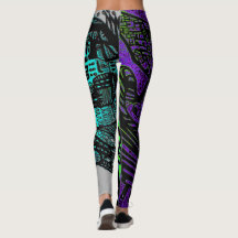 Coola Lila Black Abstrakt Digital Art Leggings