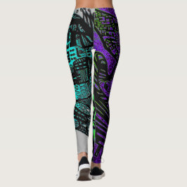 Coola Lila Black Abstrakt Digital Art Leggings