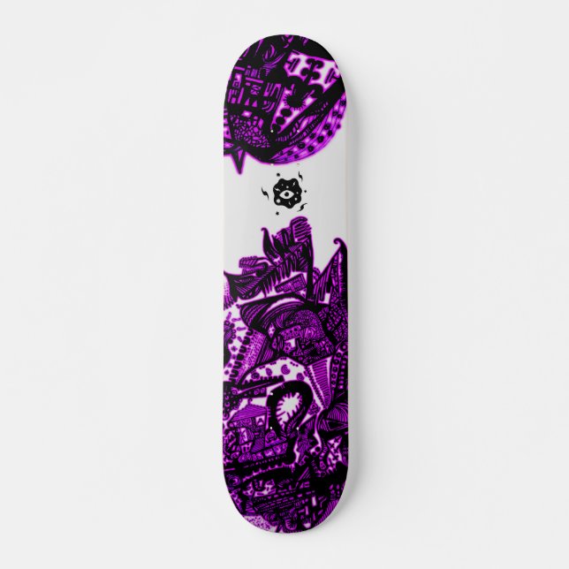 Coola Lila Black Abstrakt Mini Skateboard Bräda 18,5 Cm (Framsida)