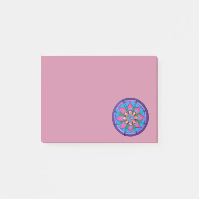 Coola lila blue rosa och grönt mandala post-it block (Framsida)