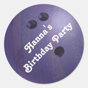Coola Lila Bowling Anpassningsbar Party Sticker Runt Klistermärke