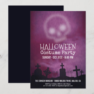 Coola Lila Halloween Costume Party-inbjudan Inbjudningar