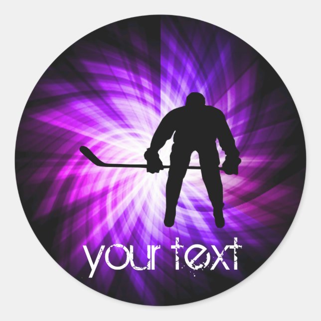 Coola Lila Hockey Runt Klistermärke (Framsida)