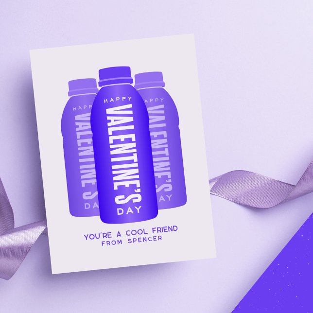 Coola lila  idrottsdrink roligt klassrum Valentine Anteckningskort (Skapare uppladdad)