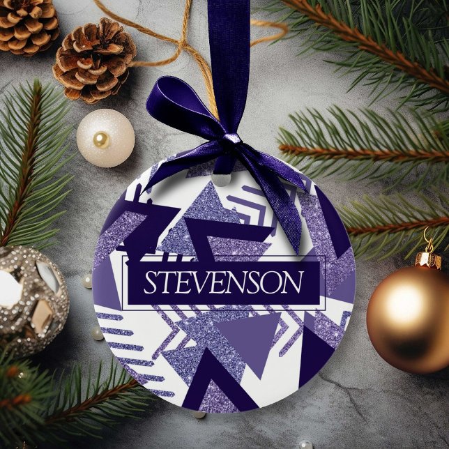 Coola Lila Passion | Monogram över 90-talets Abstr Julgransprydnad Keramik (Skapare uppladdad)