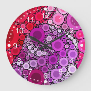 Coola Lila Rosa Concentric Circles Girly Mönster Stor Klocka