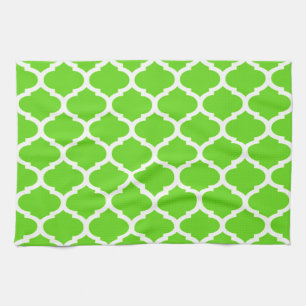 Coola Lime Green Moroccan Quatrefoil Mönster Kökshandduk