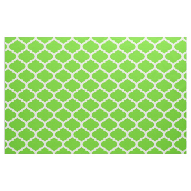 Coola Lime Green Moroccan Quatrefoil Mönster Tyg (Fat Quarter)