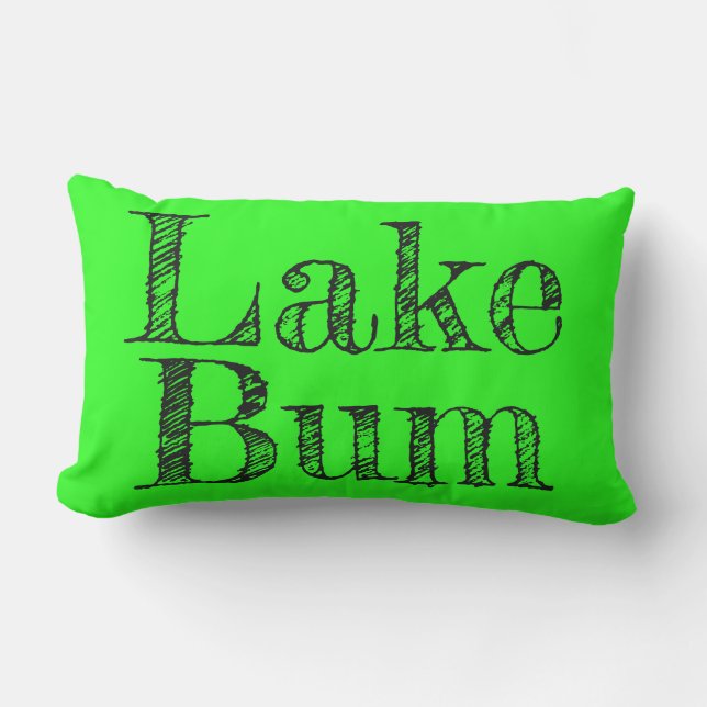 coola lime green och black SJÖ BUM typography Lumbarkudde (Framsida)