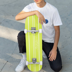 Coola Lime Green White Tävla Rand Monogrammed Mini Skateboard Bräda 18,5 Cm