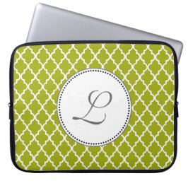 coola lime quatrefoil mönster monogram laptop fodral