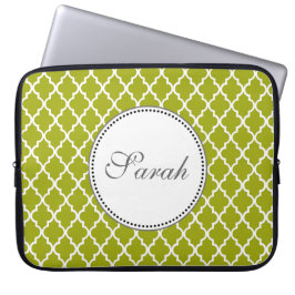 coola lime quatrefoil mönster monogram laptop fodral