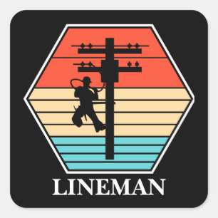 Coola Lineman Vintage Sunset Fyrkantigt Klistermärke