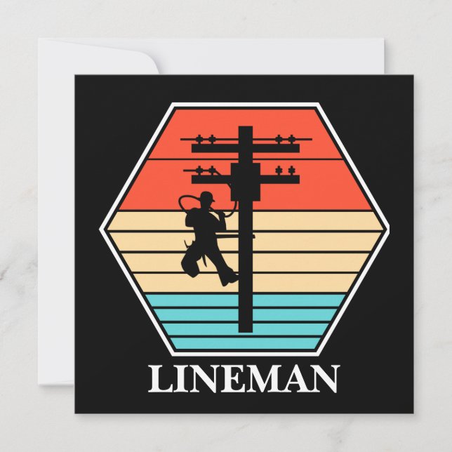 Coola Lineman Vintage Sunset Inbjudningar (Framsida)