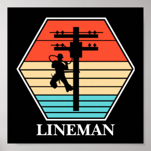 Coola Lineman Vintage Sunset Poster