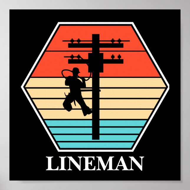 Coola Lineman Vintage Sunset Poster (Framsidan)