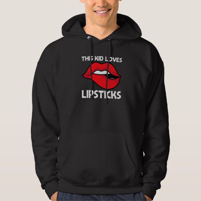Coola Lipstick För barn Boys Cosmetic Makeup Hoodie (Framsida)