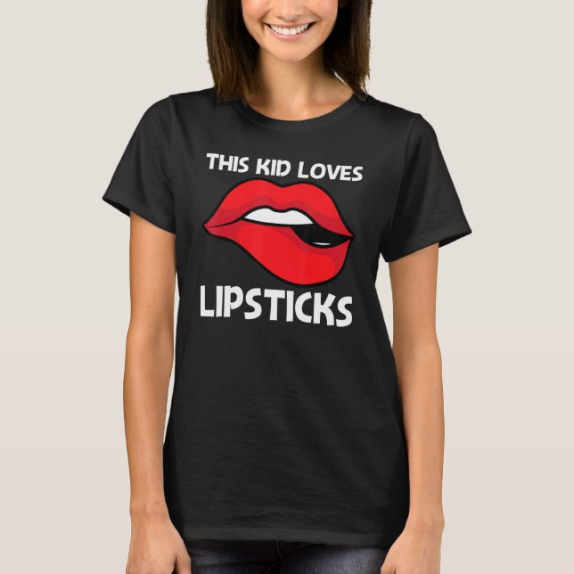 Coola Lipstick För barn Boys Cosmetic Makeup T Shirt (Framsida)