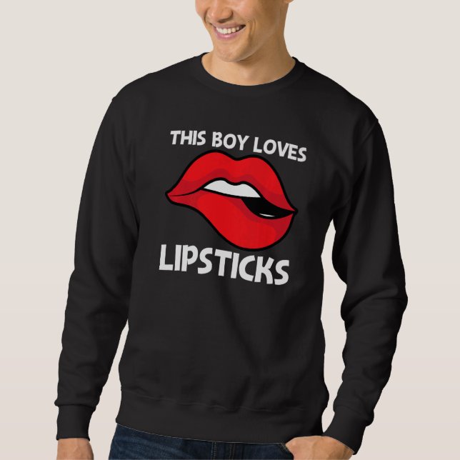 Coola Lipstick för boys Kids Cosmetic Makeup Lång Ärmad Tröja (Framsida)