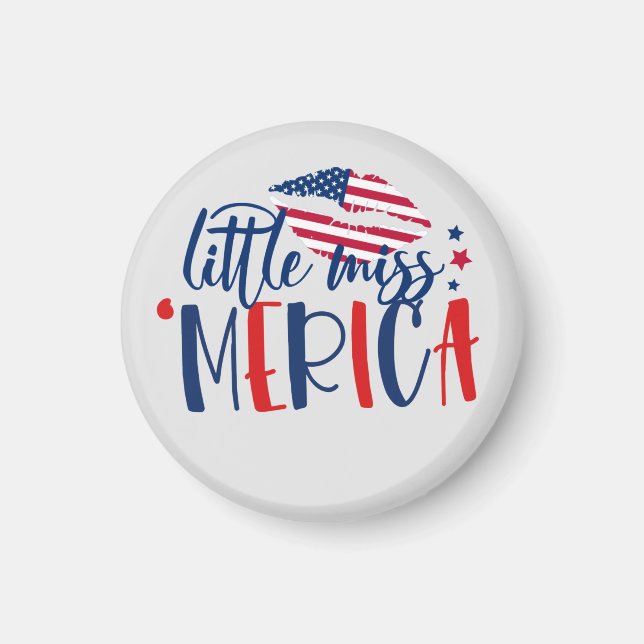 Coola Little Miss America Merica Rött vitt blått U Magnet (Framsidan)
