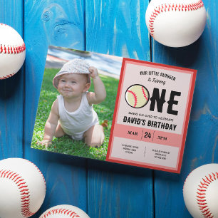 Coola Little Slugger Baseball Photo 1st Birthday Inbjudningar