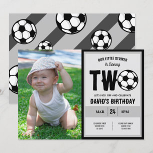 Coola Little Striker Soccer Photo 2nd Birthday Inbjudningar