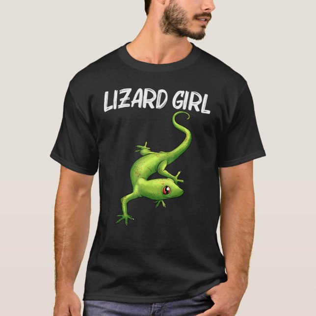 Coola Lizard for Girls Kids Gecko Grönt Reptile An T Shirt (Framsida)