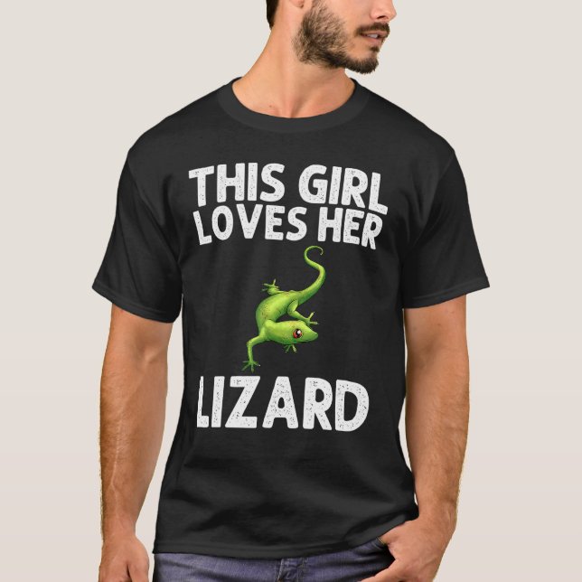 Coola Lizard for Girls Kids Gecko Grönt Reptile An T Shirt (Framsida)