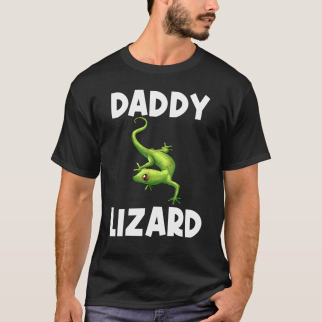 Coola Lizard För manar Far Gecko Grönt Reptile Ani T Shirt (Framsida)