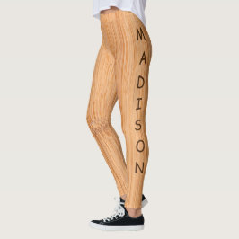 Coola Ljusbrun bambovirke Namn Monogram Leggings