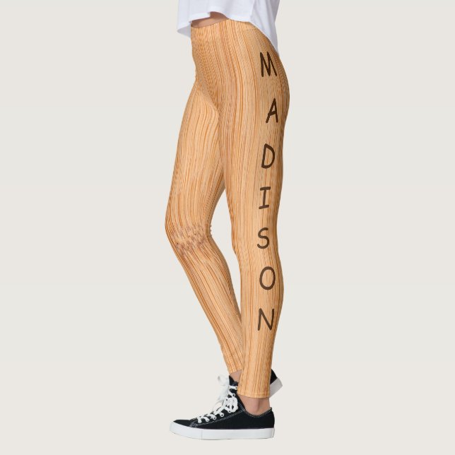 Coola Ljusbrun bambovirke Namn Monogram Leggings (Vänster)