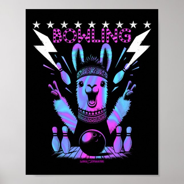 Coola Llama Bowling med Strejkan Blixt Poster (Framsidan)
